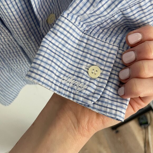 Vintage DKNY Blue & White Gingham Cotton Button-Down Shirt - Picture 6 of 6